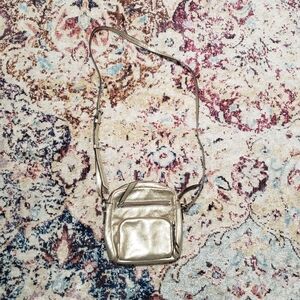 Banana Republic Metallic Gold Leather Mini Crossbody Bag